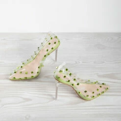 BEBO Mayra Perspex Court Shoe In Green -Raid London Sales Store mayra green 4
