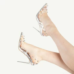 BEBO Mayra Perspex Court Shoe In Silver -Raid London Sales Store mayra silver 5