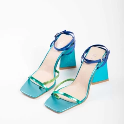 RAID Amora Lace Up Block Heel In Blue -Raid London Sales Store microsoftteams image 12
