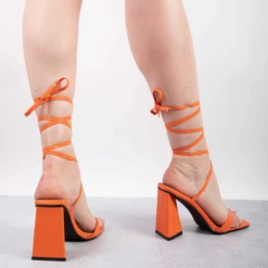 RAID Abihail Lace Up Heel In Orange -Raid London Sales Store microsoftteams image 265