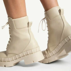 RAID Prestone Chunky Ankle Boot In Ecru -Raid London Sales Store prestone ecru 5