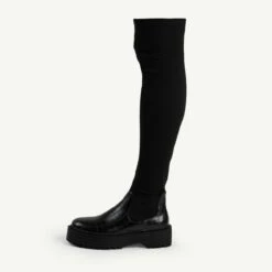 RAID Ranger Over The Knee Boot In Black Croc -Raid London Sales Store ranger balck croc knit 1