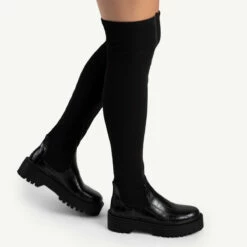 RAID Ranger Over The Knee Boot In Black Croc -Raid London Sales Store ranger balck croc knit 4