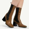 RAID React Block Heeled Boot In Brown -Raid London Sales Store react brown 3