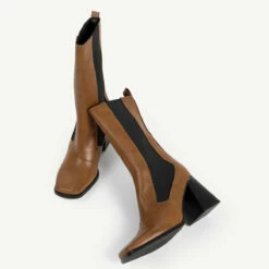 RAID React Block Heeled Boot In Brown -Raid London Sales Store react brown 5