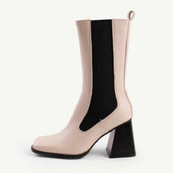 RAID React Block Heeled Boot In White -Raid London Sales Store react off white 1