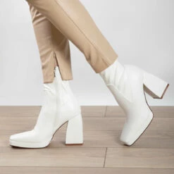 RAID Recruit Block Heeled Ankle Boot In White -Raid London Sales Store recruit white 2 1
