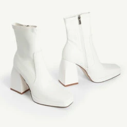 RAID Recruit Block Heeled Ankle Boot In White -Raid London Sales Store recruit white 5 1