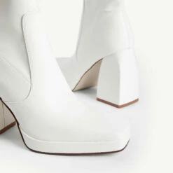 RAID Recruit Block Heeled Ankle Boot In White -Raid London Sales Store recruit white 6 1