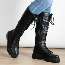 RAID Reginal Lace Up Long Boot In Black -Raid London Sales Store reginal black 2