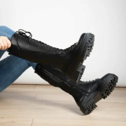 RAID Reginal Lace Up Long Boot In Black -Raid London Sales Store reginal black 3