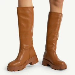 RAID Ryder Chunky Long Boot In Tan -Raid London Sales Store ryder tan 2