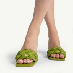 RAID Sandra Padded Mule In Apple Green -Raid London Sales Store sandra apple green 5