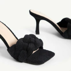 RAID Sandra Padded Mule In Black Towelling -Raid London Sales Store sandra towelling black 6