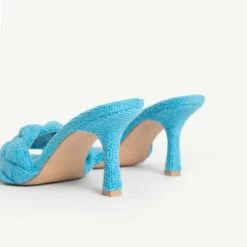 RAID Sandra Padded Mule In Blue Towelling -Raid London Sales Store sandra towelling blue 6