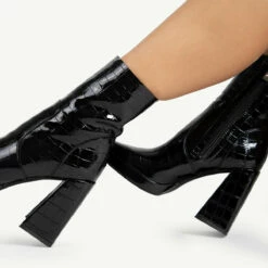 RAID Silonna Ankle Boot In Black Croc -Raid London Sales Store silonna black croc 6