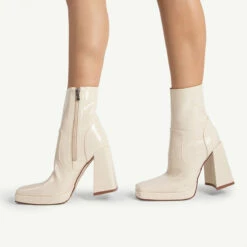 RAID Silonna Ankle Boot In White Croc