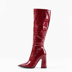 RAID Sphere Long Boot In Burgundy Croc -Raid London Sales Store sphere red
