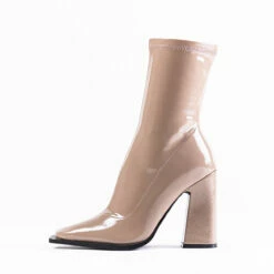 RAID Valencia Block Heeled Boot In Taupe -Raid London Sales Store valencia taupe