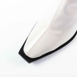 RAID Valencia Block Heeled Boot In White -Raid London Sales Store valencia white 2