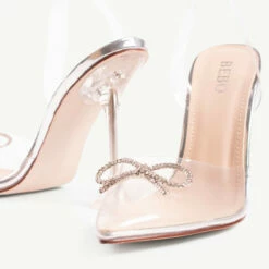 BEBO Venesa Perspex Heel In Silver -Raid London Sales Store vanesa silver 2