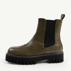 RAID Zinnia Chunky Hiker Boot In Khaki Croc -Raid London Sales Store zinnie khaki 1