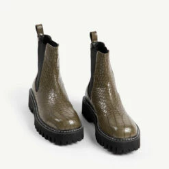 RAID Zinnia Chunky Hiker Boot In Khaki Croc -Raid London Sales Store zinnie khaki 3