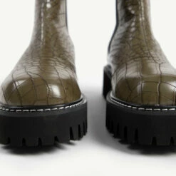 RAID Zinnia Chunky Hiker Boot In Khaki Croc -Raid London Sales Store zinnie khaki 5