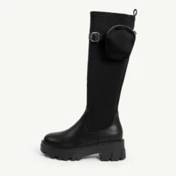 RAID Zyon Chunky Long Boot In Black -Raid London Sales Store zyon black pu 1 1