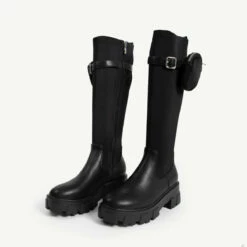 RAID Zyon Chunky Long Boot In Black -Raid London Sales Store zyon black pu 2 1