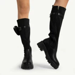 RAID Zyon Chunky Long Boot In Black -Raid London Sales Store zyon black pu 3
