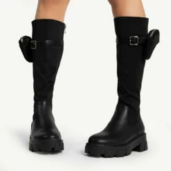 RAID Zyon Chunky Long Boot In Black -Raid London Sales Store zyon black pu 4